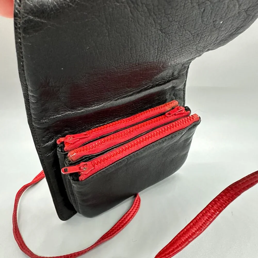 Gucci Red and Black Leather Change Purse Vintage